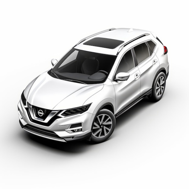 Esboço dinâmico do Nissan Rogue branco em vista isométrica