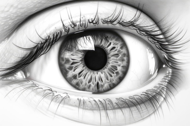 Esboço realista de olho humano desenho a lápis vintage Generative Ai