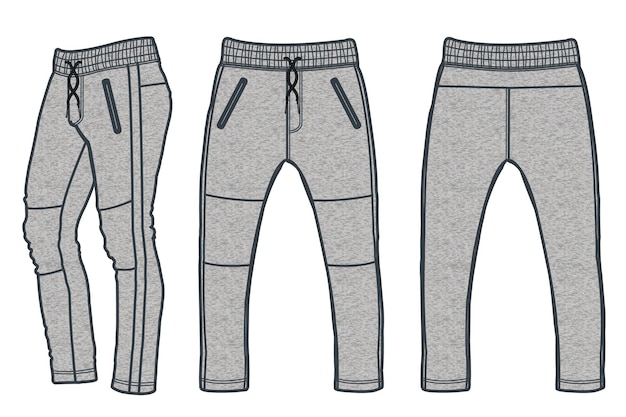 Esboço vetorial de modelo plano de moda de jogger