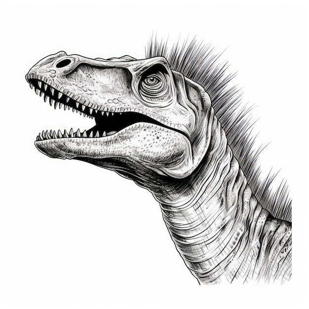 Esbozo de dinosaurio dibujado a mano Esbozo dibujado Dicraeosaurus Dino grabado Dinosaurios tinta Monstruo Jurásico Dinosaurio lápiz dibujado Ilustración generativa de IA