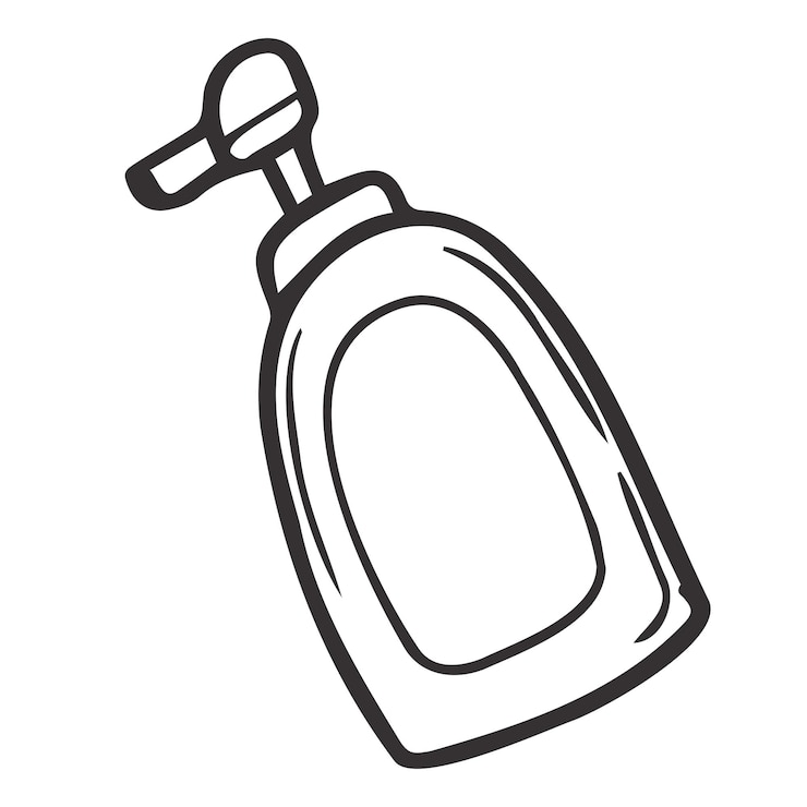Foto esbozo del dispensador de jabón doodle botella cosmética blanca línea simple de trazo negro