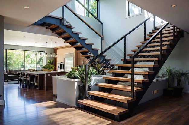 escada aberta em uma casa contemporânea