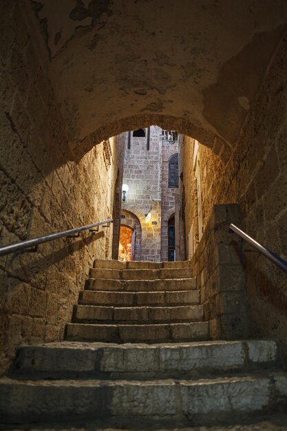 Foto escada da rua em jaffa. israel