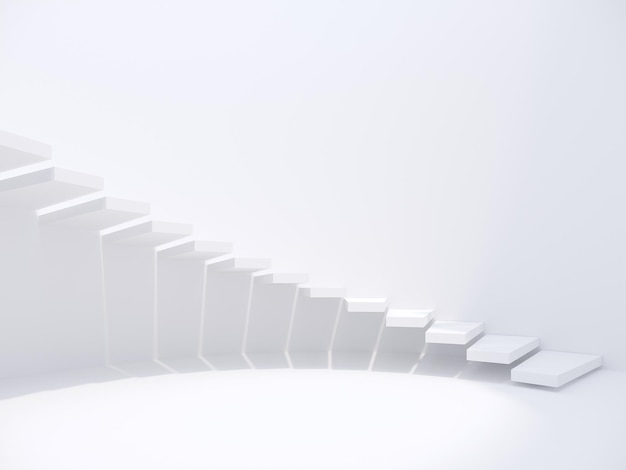 Escadaria moderna em renderização 3d de espaço em branco