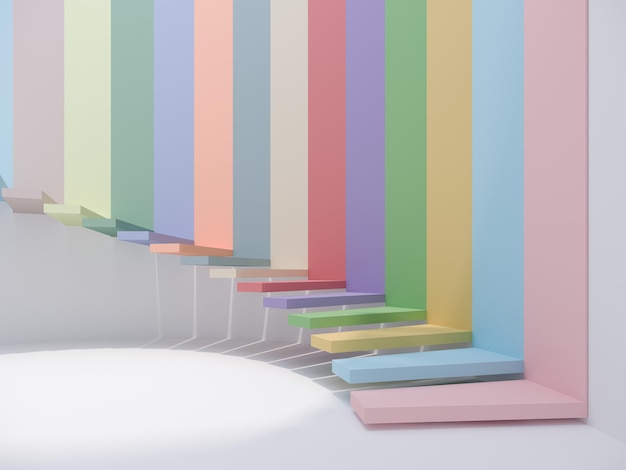 Escadaria moderna em renderização 3d de espaço em branco