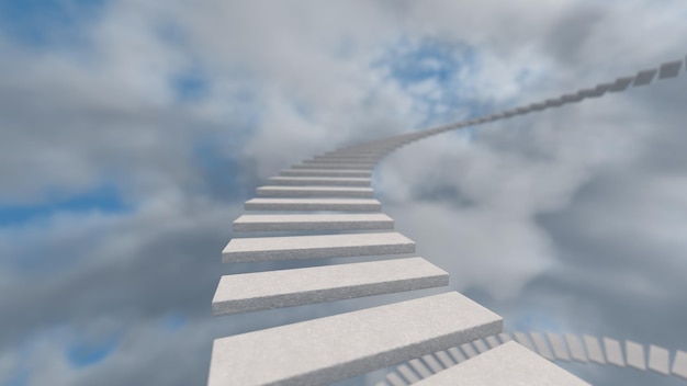 Escala blanca a una puerta contra un cielo de colores
