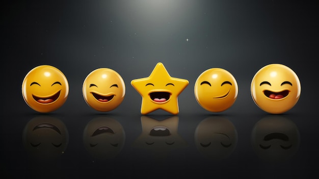 Foto escala de avaliação de emoji de emoção de feedback de feedback e satisfação da experiência do cliente