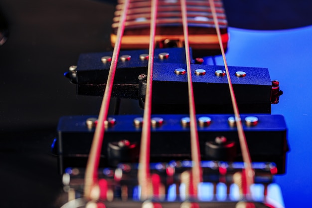 Escala de guitarra com cordas close up foto