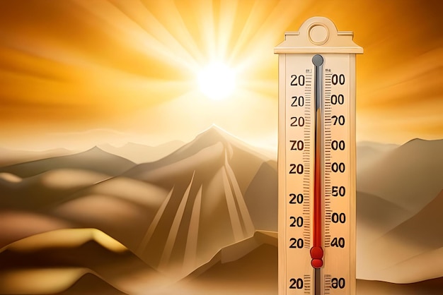 Una escala con termómetro que muestra la temperatura del día.