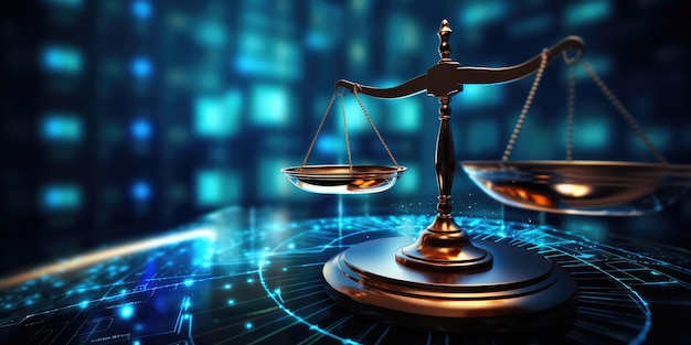 Escalas de lei contra o cenário do centro de dados Conceito de lei digital