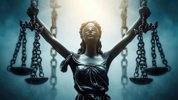 Foto escalas simbólicas de justiça themis equilíbrio jurídico justiça e moralidade no tribunal uma representação da virtude ética e imparcialidade no sistema jurídico