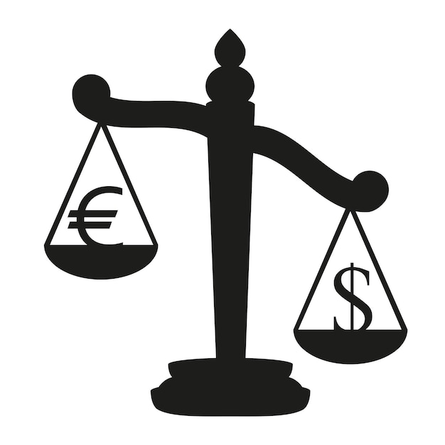 Foto escalas con símbolos de dólar y euro