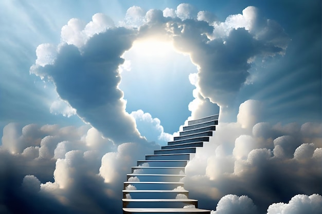 Escalera al cielo en las nubes