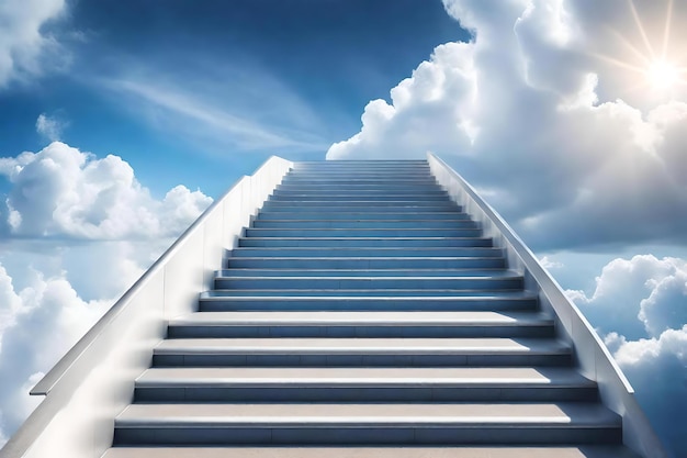 una escalera con un cielo en el fondo