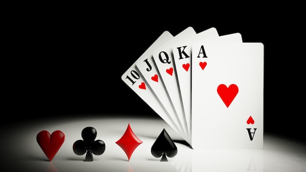 Una escalera de color real jugando a las cartas de póquer mano