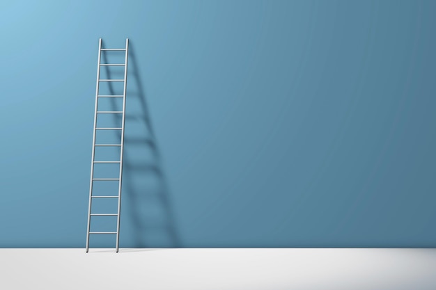 Escalera contra una pared Concepto de desarrollo futuro de crecimiento Representación 3D