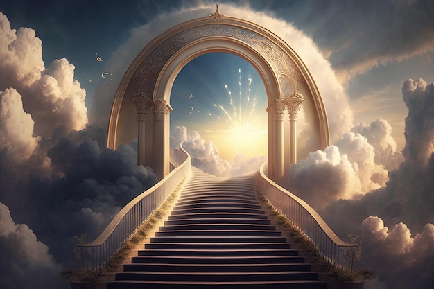 Escalera a la entrada al cielo fondo de entrada del cielo AI