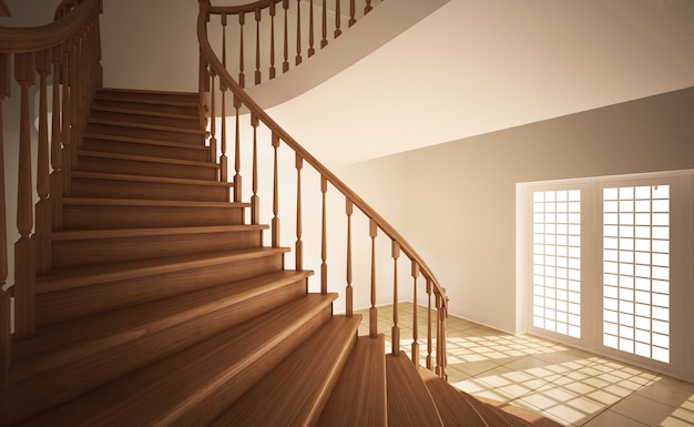 Escalera en una habitación vacía