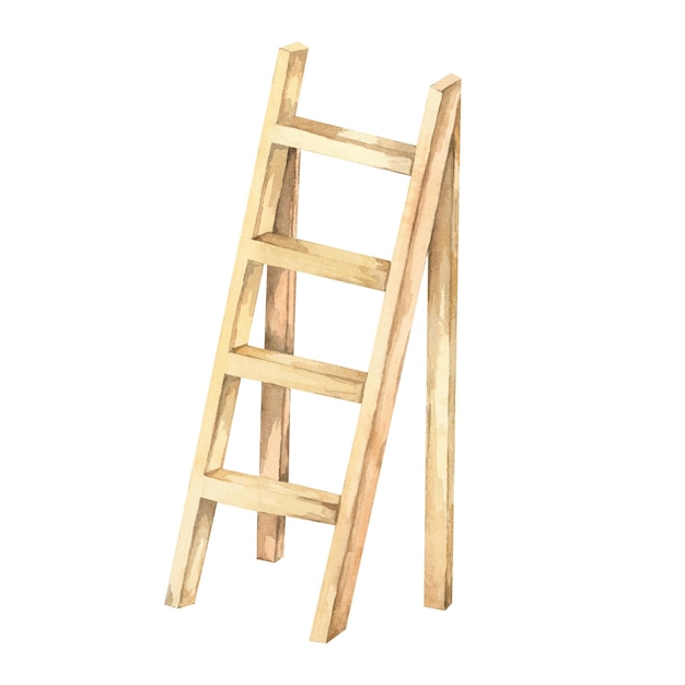 escalera de jardín clipart escalera de madera dibujada a mano con acuarela ilustración escalera rústica para diseños de temática agrícola
