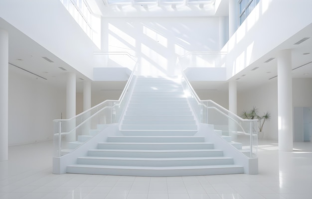 escalera moderna en un hermoso edificio blanco