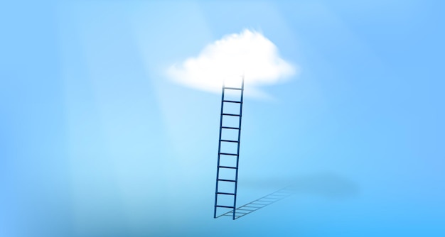 Escalera a la nube subiendo o ilustración de éxito