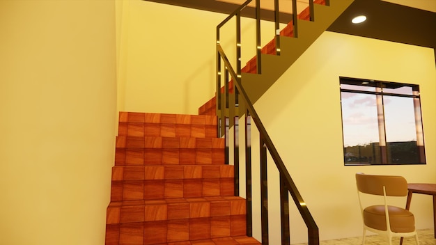 escalera, pasos, 3d, interpretación