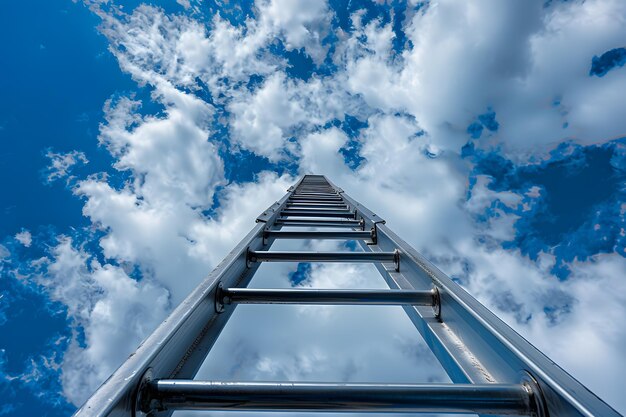 Una escalera que conduce al cielo que simboliza un éxito