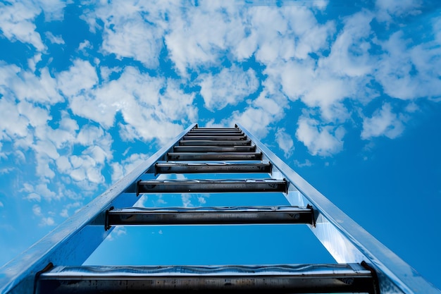 Foto una escalera que conduce al cielo que simboliza un éxito