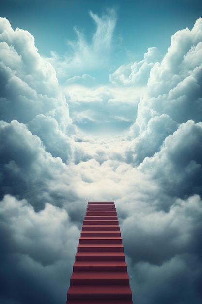 Una escalera que conduce a un cielo lleno de nubes ai