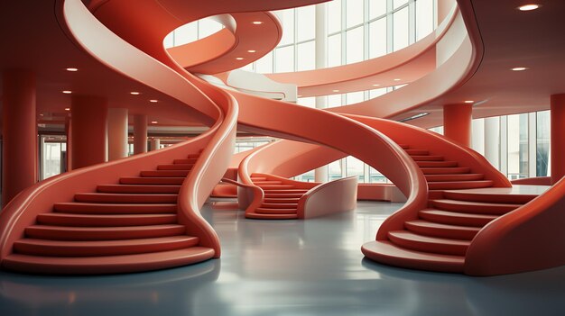 escalera roja con espiral roja