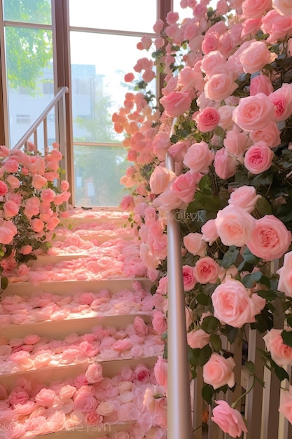 escalera con rosas