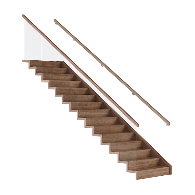 Escalera sobre un fondo blanco. Aislar. Representación 3D.