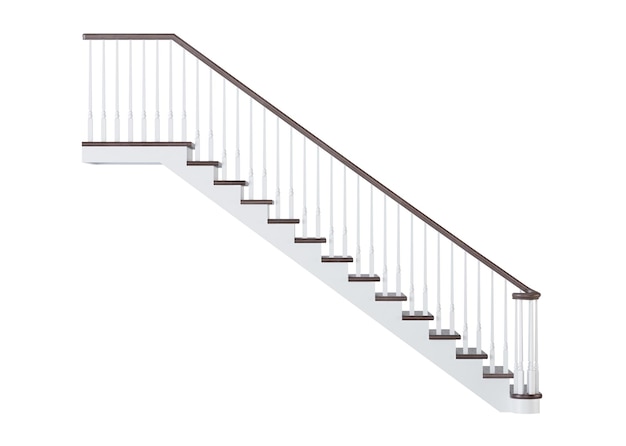 Escalera sobre un fondo blanco. Representación 3D.