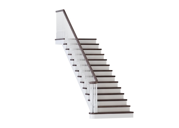 Escalera sobre un fondo blanco. Representación 3D.