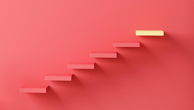 Foto escaleras abstractas o concepto de podio sobre fondo de pared de color pastel trendy 3d render