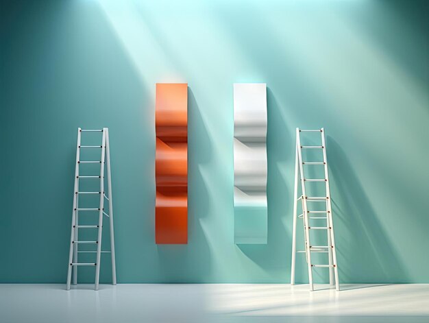 Foto escaleras al lado de la pared colorida que conduce a la luz