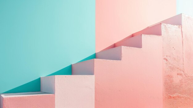 Escaleras en un interior minimalista de moda Composición de estilo geométrico moderno abstracto Rendering en 3D