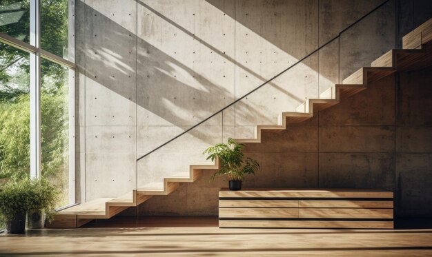 escaleras con luz natural que entra por las ventanas