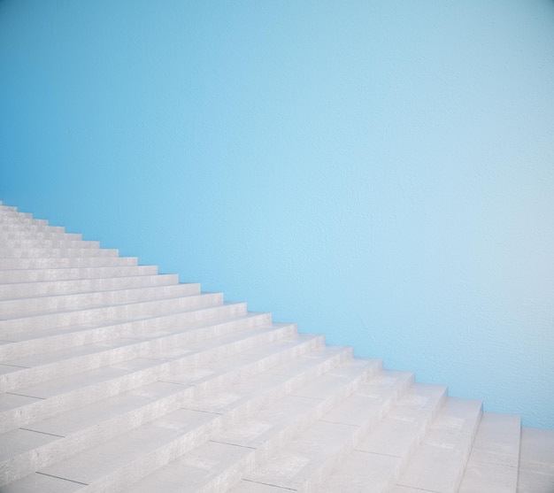 Escaleras y pared azul