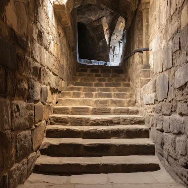 Escaleras de piedra históricas en un castillo medieval