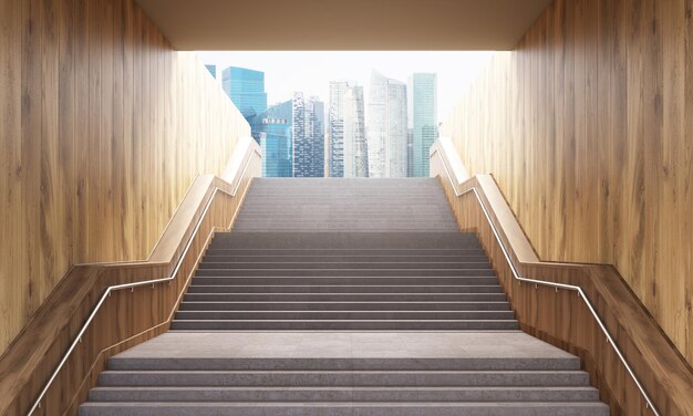 Escaleras que conducen a la ciudad