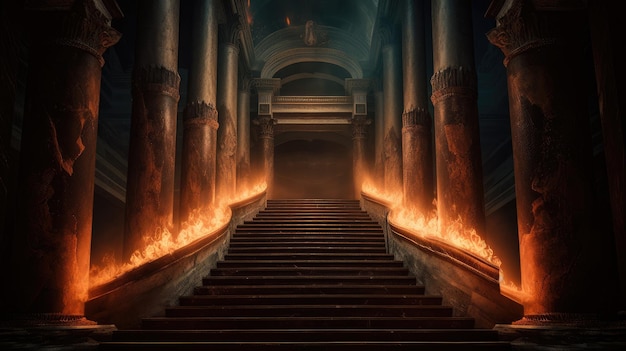 Las escaleras del templo del fuego.