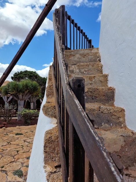 Escaleras tradicionales del molino de viento de Fuerteventura, Islas Canarias