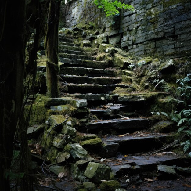 Escalones de piedra en descomposición