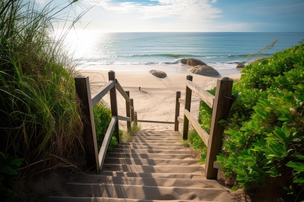 Escalones que bajan a la playa