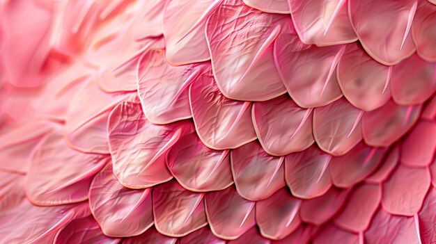 Foto escamas de dragão rosa feitas de centenas de pequenas folhas cor-de-rosa