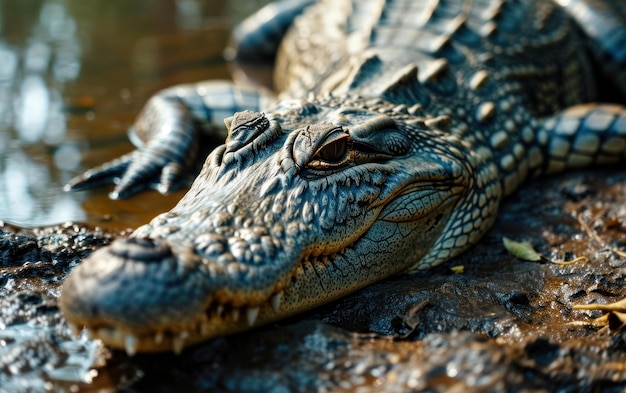 Escamas texturizadas de crocodilo tiradas de perto