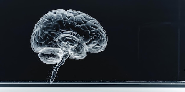 Escaneamento cerebral futurista, imagens médicas de alta tecnologia e visualização da estrutura neural