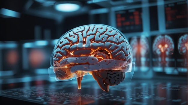 Foto escaneo de un cerebro humano con rayos x