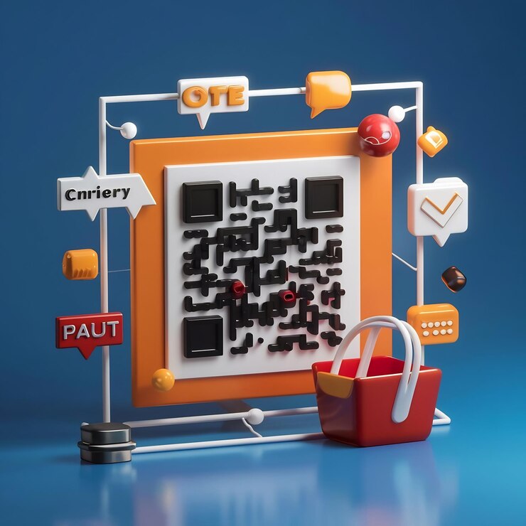 Foto escaneo de código qr 3d concepto de compras en línea marketing digital compras promoción de ofertas especiales